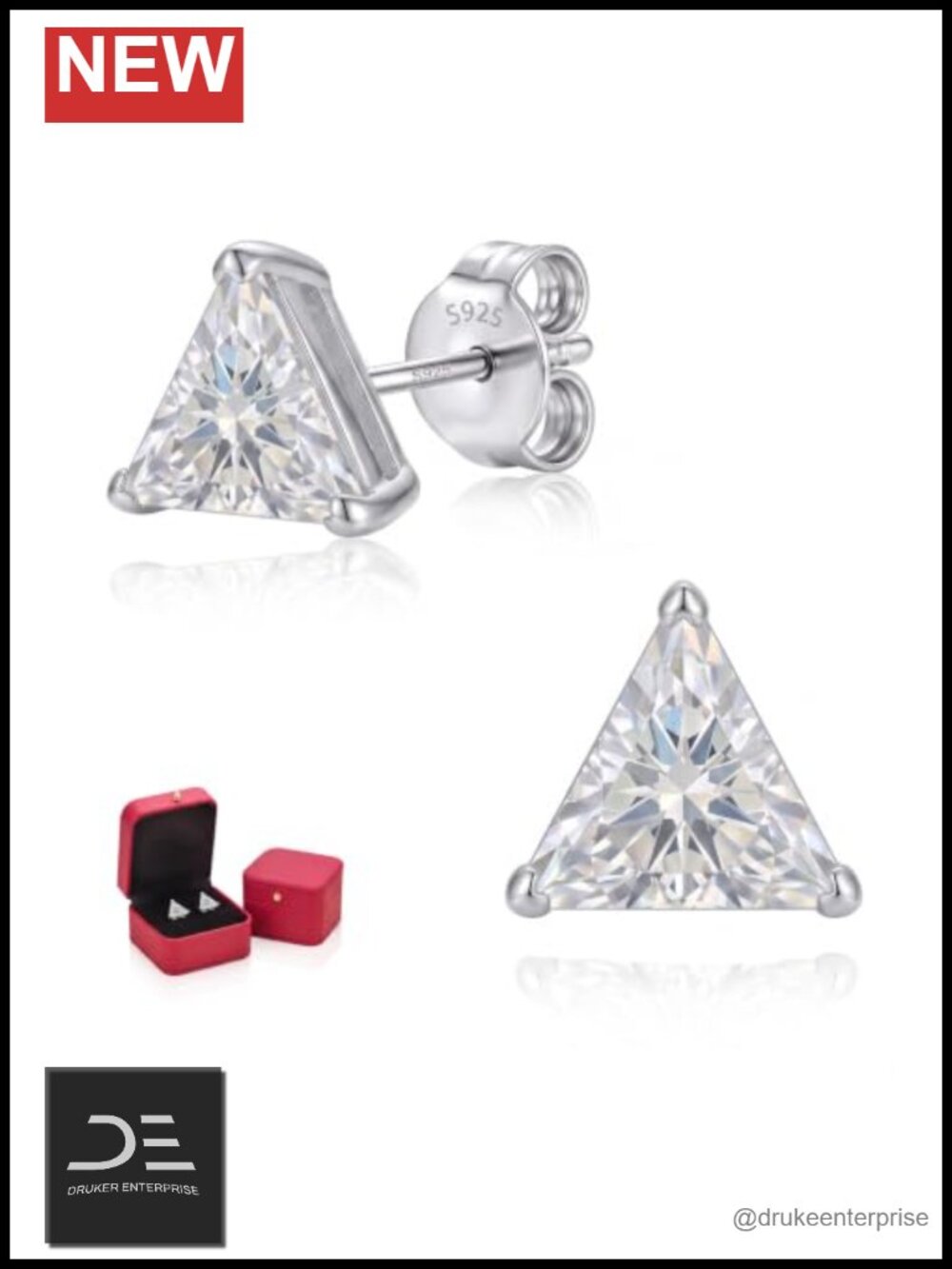 Moissanite Stud Earrings 925 Sterling Silver Lab Created Earrings for Women Gift
